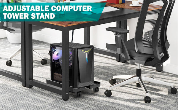 Seloom PC Stand Computer Tower Stand, Adjustable Mobile CPU Stand, Heavy-Duty Desktop Stand with Rolling Caster Wheels, PC Riser Fits Most PC Gaming Desk Office