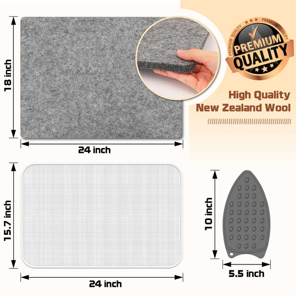 Seloom 17"X13.5" Wool Ironing Mat for Quilters with Iron Mesh Cloth, Wool Pressing Pad Easy Pressed Iron Mat for Retains Heat, Great for Quilting & Sewing Projects