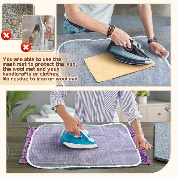Seloom 17"X13.5" Wool Ironing Mat for Quilters with Iron Mesh Cloth, Wool Pressing Pad Easy Pressed Iron Mat for Retains Heat, Great for Quilting & Sewing Projects