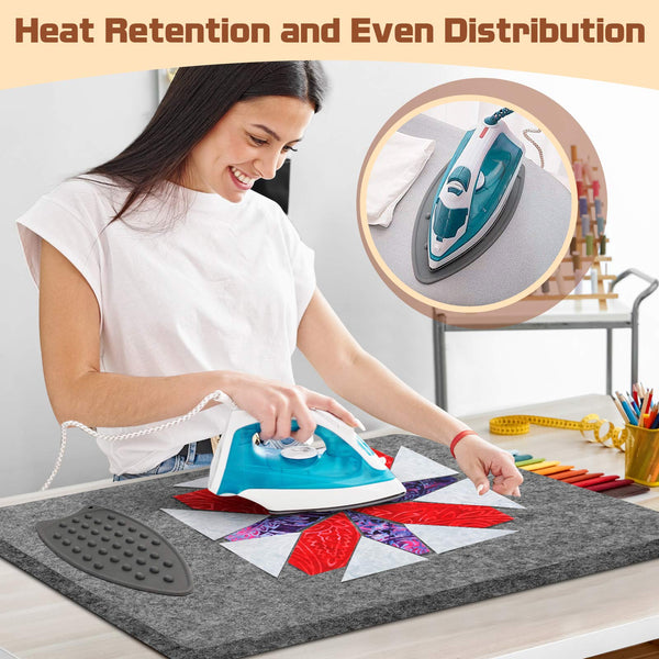 Seloom 17"X13.5" Wool Ironing Mat for Quilters with Iron Mesh Cloth, Wool Pressing Pad Easy Pressed Iron Mat for Retains Heat, Great for Quilting & Sewing Projects