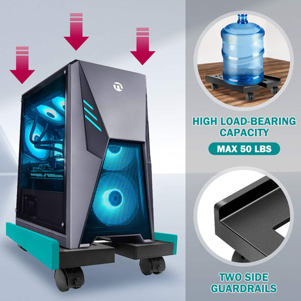 Seloom PC Stand Computer Tower Stand, Adjustable Mobile CPU Stand, Heavy-Duty Desktop Stand with Rolling Caster Wheels, PC Riser Fits Most PC Gaming Desk Office