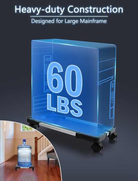 Seloom Computer Tower Stand, Adjustable Mobile CPU Stand with Rolling Caster Wheels, PC Tower Stand Holder for Floor Carpet Gaming PC Case, Fits Home Office Under Desk, Black