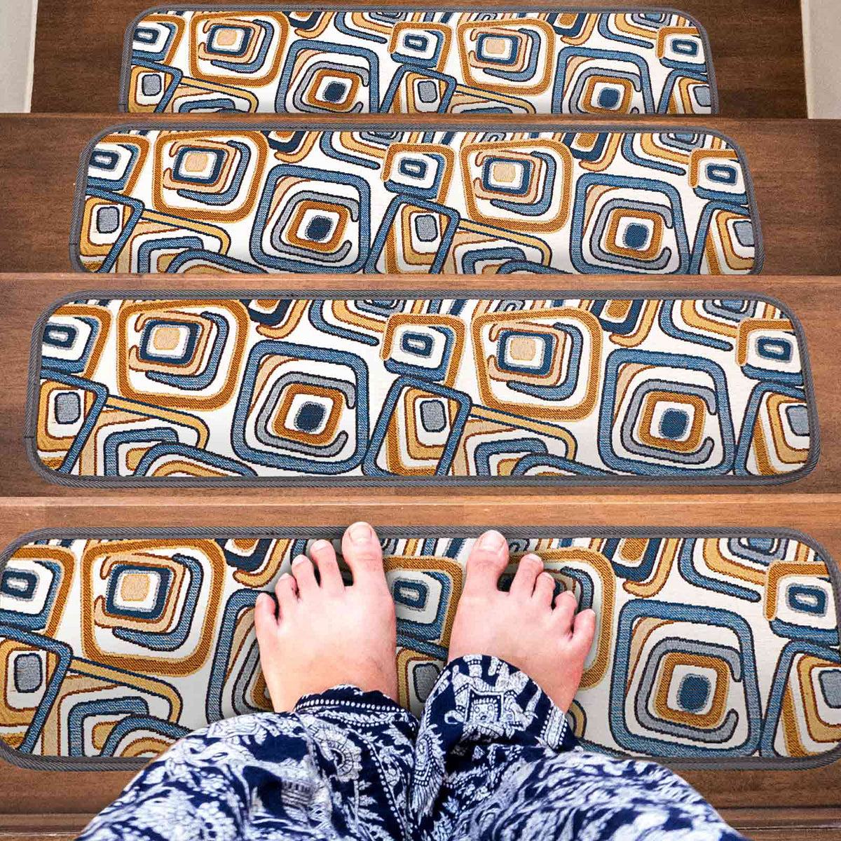 Seloom Non-Slip Stair Treads Carpet, Anti Moving Safety Rug Cover with