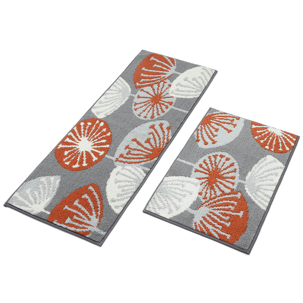 Seloom Durable Kitchen Rug Runners with Non-slip Rubber Backing and Unique Flower Design, Perfect for Kitchen Floor (Set of 2, 18×27+18×47 Inch)