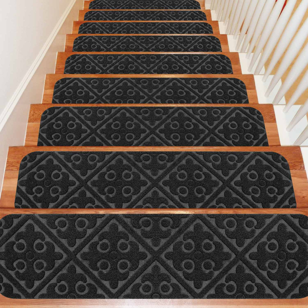 Seloom 13pcs Carpet Stair Treads, Indoor Non Slip Stair Rugs Covers Rubber  Backing Anti Slip Indoor Edging Stair Mats Removable Washable Step Runners  for Wooden Stairs (30x8Inch,Pure Black) - Yahoo Shopping