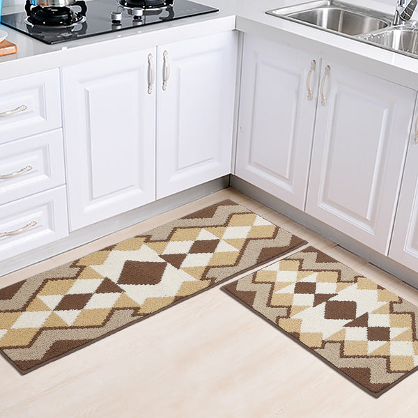 Seloom Durable Kitchen Rug Runners with Non-Slip Rubber Backing and Unique Flower Design, Perfect for Kitchen Floor (Set of 2, 18×27+18×47 Inch)