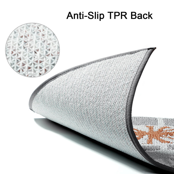 Seloom Durable Kitchen Rug Runners with Non-slip Rubber Backing and Unique Flower Design, Perfect for Kitchen Floor (Set of 2, 18×27+18×47 Inch)