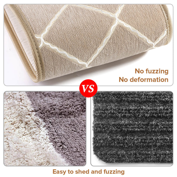 Seloom Non-Slip Washable Stair Treads Carpet Rugs with Skid Resistant Rubber Backing and Modern Moroccan Diamond Trellis Design for Indoor Wooden Steps (13 Pack, Frosted Almond/Beige)