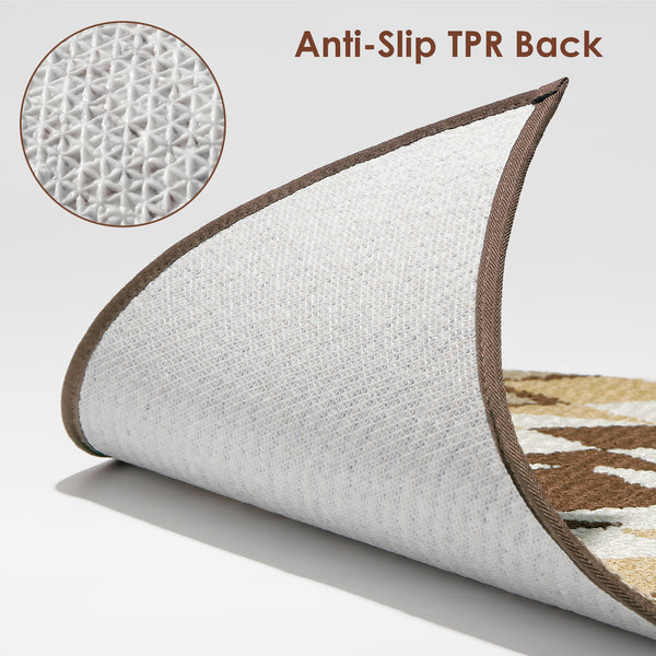 Seloom Durable Kitchen Rug Runners with Non-Slip Rubber Backing and Unique Flower Design, Perfect for Kitchen Floor (Set of 2, 18×27+18×47 Inch)