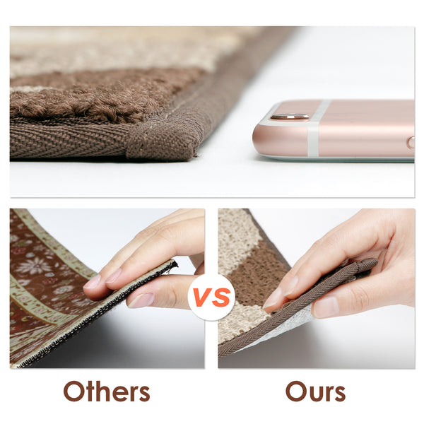 Seloom Durable Kitchen Rug Runners with Non-Slip Rubber Backing and Unique Flower Design, Perfect for Kitchen Floor (Set of 2, 18×27+18×47 Inch)