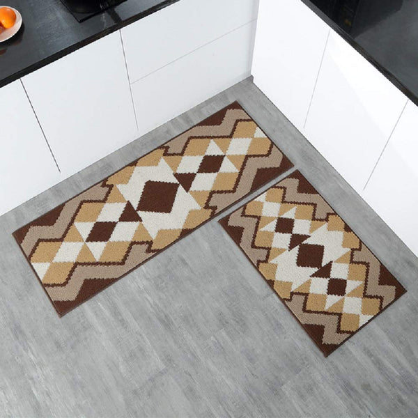 Seloom Durable Kitchen Rug Runners with Non-Slip Rubber Backing and Unique Flower Design, Perfect for Kitchen Floor (Set of 2, 18×27+18×47 Inch)