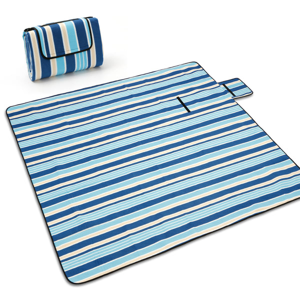 Seloom Extra Large Picnic & Outdoor Beach Blanket with Water-Resistant Backing, Red and White Striped Mat, Padded Blanket, for Camping, Beach, Grass in Spring/Summer/Fall. 78.7" x 78.7"