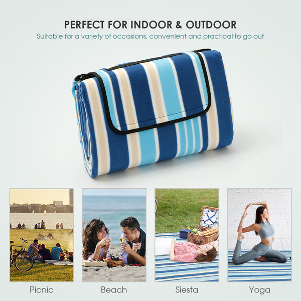 Seloom Extra Large Picnic & Outdoor Beach Blanket with Water-Resistant Backing, Red and White Striped Mat, Padded Blanket, for Camping, Beach, Grass in Spring/Summer/Fall. 78.7" x 78.7"