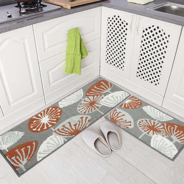 Seloom Durable Kitchen Rug Runners with Non-slip Rubber Backing and Unique Flower Design, Perfect for Kitchen Floor (Set of 2, 18×27+18×47 Inch)