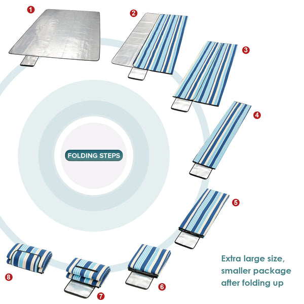 Seloom Extra Large Picnic & Outdoor Beach Blanket with Water-Resistant Backing, Red and White Striped Mat, Padded Blanket, for Camping, Beach, Grass in Spring/Summer/Fall. 78.7" x 78.7"