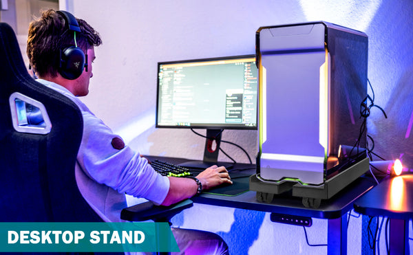 Seloom PC Stand Computer Tower Stand, Adjustable Mobile CPU Stand, Heavy-Duty Desktop Stand with Rolling Caster Wheels, PC Riser Fits Most PC Gaming Desk Office