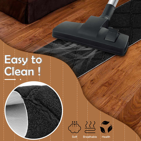 Seloom 9" x 36" Stair Treads for Wooden Steps- Carpet Non-Slip with Non Skid Backing Specialized for Indoor Steps, Removable Washable Step Runners Perfect for Dogs (Black,15-Pack, Rhombus)