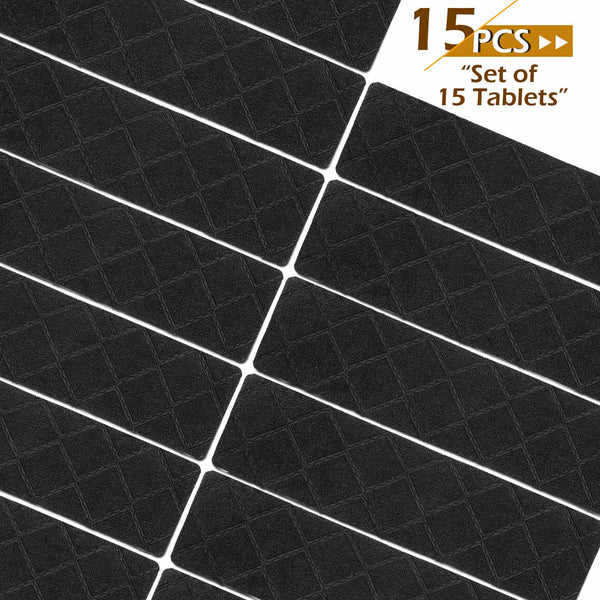 Seloom 9" x 36" Stair Treads for Wooden Steps- Carpet Non-Slip with Non Skid Backing Specialized for Indoor Steps, Removable Washable Step Runners Perfect for Dogs (Black,15-Pack, Rhombus)