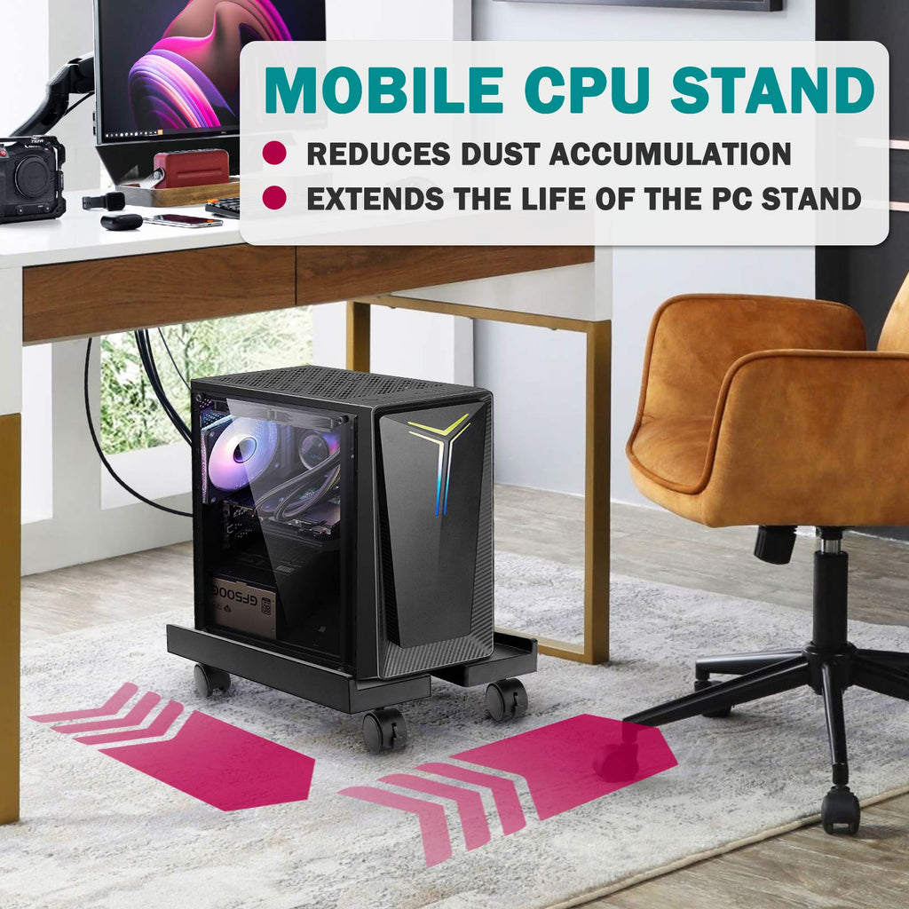 Seloom PC Stand Computer Tower Stand, Adjustable Mobile CPU Stand, Hea