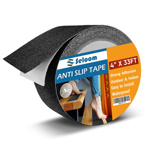 Seloom Anti Slip Tape for Stairs Outdoor/Indoor,Heavy Duty Grip Tape Non Slip Tape for Stairs 4Inch x 33Ft,Waterproof Non Skid Tape High Traction Friction Tape for Stairs,Non Slip Adhesive Strips