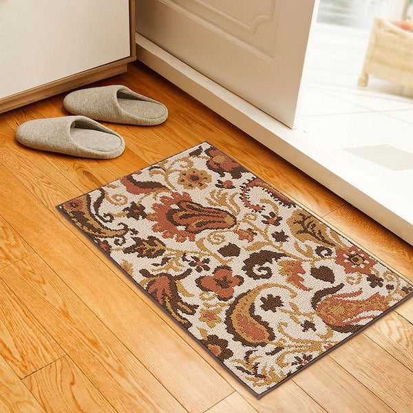 Seloom Durable Kitchen Rug Runners with Non-Slip Rubber Backing and Unique Flower Design, Perfect for Kitchen Floor (Set of 2, 18×27+18×47 Inch)