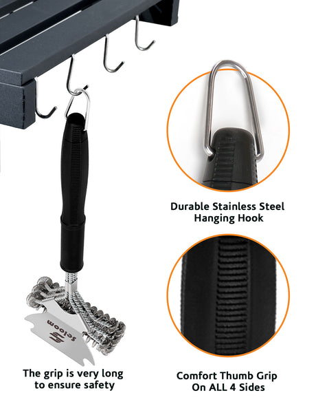 Seloom Grill Brush and Scraper Bristle Free, Safe BBQ Grill Cleaner Perfect 17 Inch Stainless Steel Tools, Ideal Barbecue Accessories