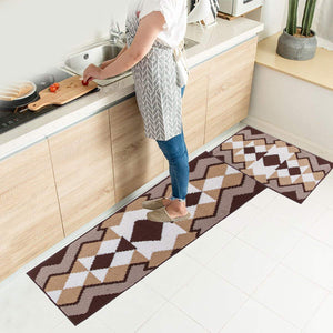 Seloom Durable Kitchen Rug Runners with Non-Slip Rubber Backing and Unique Flower Design, Perfect for Kitchen Floor (Set of 2, 18×27+18×47 Inch)
