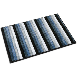 Seloom Microfiber Super Absorbent Soft Bath Rug Mat with Non Skid Backing, Perfect for Bathroom, Sink and Shower (20"×32",Black and Blue)