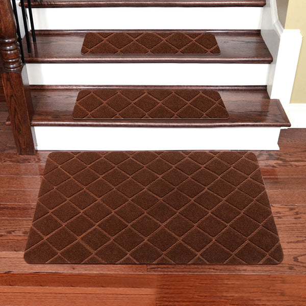 Seloom Self-Adhesive Carpet Stair Treads Non Slip Stair Rugs/Covers Landing Mat, Door Mat (36x24Inch, 1Piece, Brown)