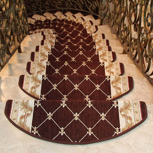 Seloom Washable Non-Slip Stair Treads Carpet with Skid Resistant Rubber Backing Specialized for Indoor Wooden Steps (29.5x9.45 Inch+1pc 24”x36“ landing mat, 17Piece, Brown2)