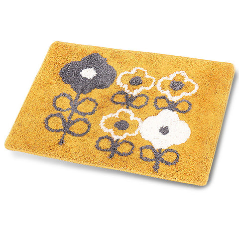 Seloom Washable Soft Cute Flower Bath Rugs with Non Slip Backing, Bath Mat Perfect for Bathroom Floor, Sink and Shower (17"×25" Yellow)
