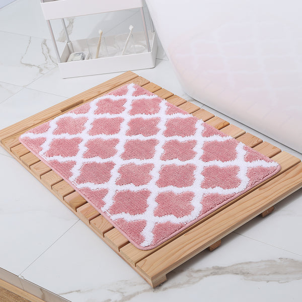 Seloom Microfiber Super Absorbent Soft Bath Rug Mat with Non Skid Backing, Perfect for Bathroom, Sink and Shower (16"×24",Pink)