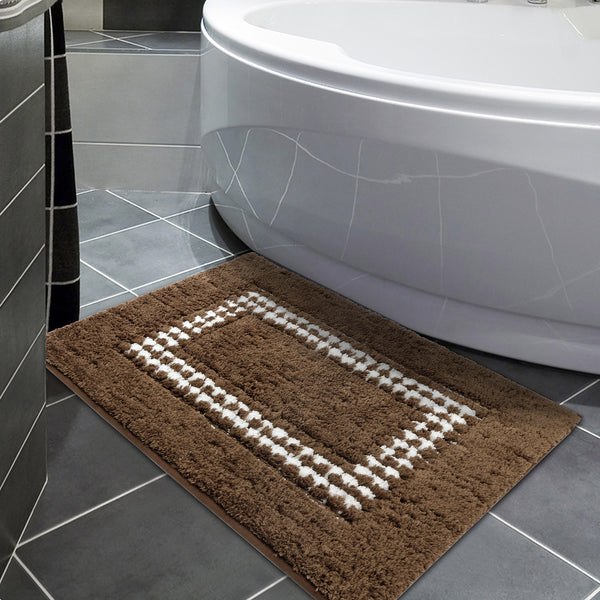 Seloom 20×32 Inch Super Absorbent Soft Bath Rug/Mat/Pad with Non Slip Baking,Perfect for Bathroom, Sink and Shower (Dark Brown) or Bathroom, Sink and Shower (Dark Brown)