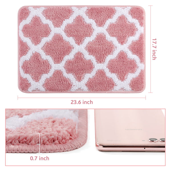 Seloom Microfiber Super Absorbent Soft Bath Rug Mat with Non Skid Backing, Perfect for Bathroom, Sink and Shower (16"×24",Pink)