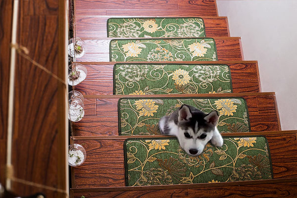 Seloom Washable Non-Slip Stair Treads Carpet with Skid Resistant Rubber Backing Specialized for Indoor Wooden Steps