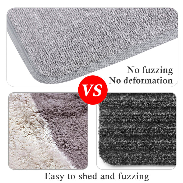 Seloom Stair Treads Carpet Indoor Non Slip Blended Jacquard Skid Resistant Stair Tread Rugs (2Pieces 25.5"×9.5", Pure Grey)