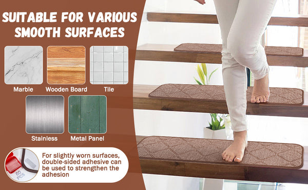 Seloom 2023 Upgraded Non Slip Stair Treads for Wooden Steps Indoor,Non-Skid Stair Rug Carpet with Slip Resistant Back, Safety for Dogs,Kids and Elders