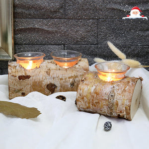 Seloom Wooden Christmas Candle Holder Set of 3, Home Decorative Candlesticks, Unique Candle Stand for Fireplace, Living or Dining Room Table