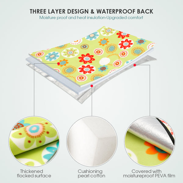 Seloom Picnic & Beach Blanket Mat with Water-Resistant Backing, Padded Flower Mat, 59" x 78.7"