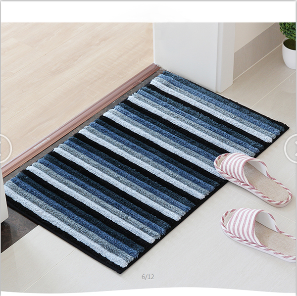 Seloom Microfiber Super Absorbent Soft Bath Rug Mat with Non Skid Backing, Perfect for Bathroom, Sink and Shower (20"×32",Black and Blue)