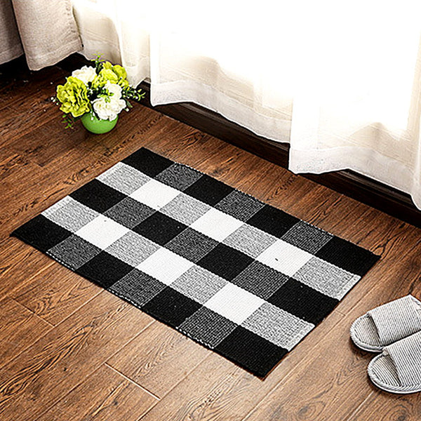 Seloom Doormats Non-Slip Indoor Door Mats Inside Entrance Rugs(Black and White (24'' x 36'', 2-pack))