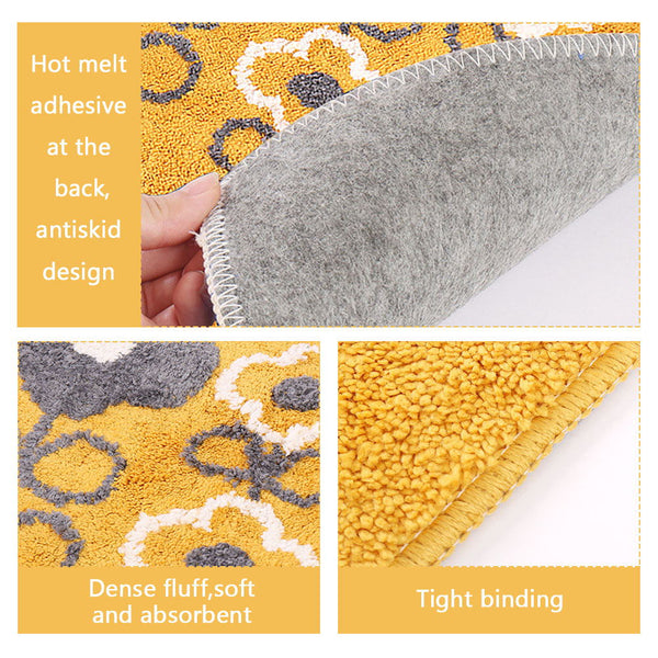 Seloom Washable Soft Cute Flower Bath Rugs with Non Slip Backing, Bath Mat Perfect for Bathroom Floor, Sink and Shower (17"×25" Yellow)