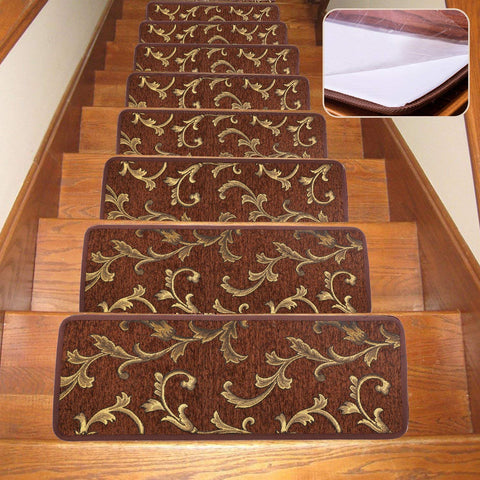 Seloom Non-Slip Stair Treads Carpet with Skid Resistant Rubber Backing Specialized for Indoor Wooden Steps (25.5*9.5 Inch, 1 Pieces, Brown)